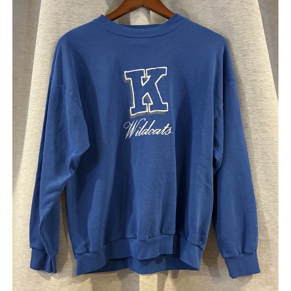 Vintage University Of Kentucky Wildcats Sweatshirt Crewneck Sweater Blue Sz‎ L